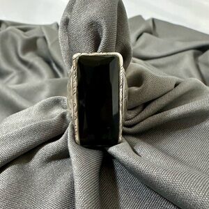 Silpada .925 Sterling Silver “Black Tie” Onyx Statement Ring SZ 8